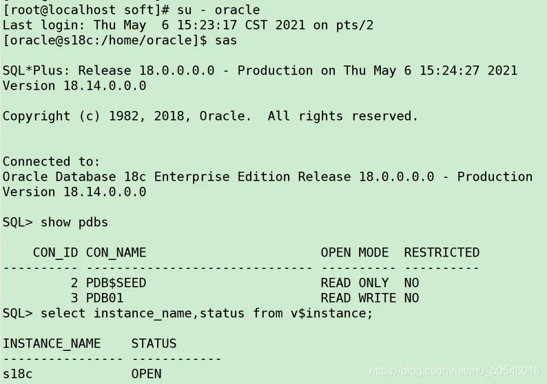 20分钟！一键部署Oracle 18C单机CDB+PDB - 图6