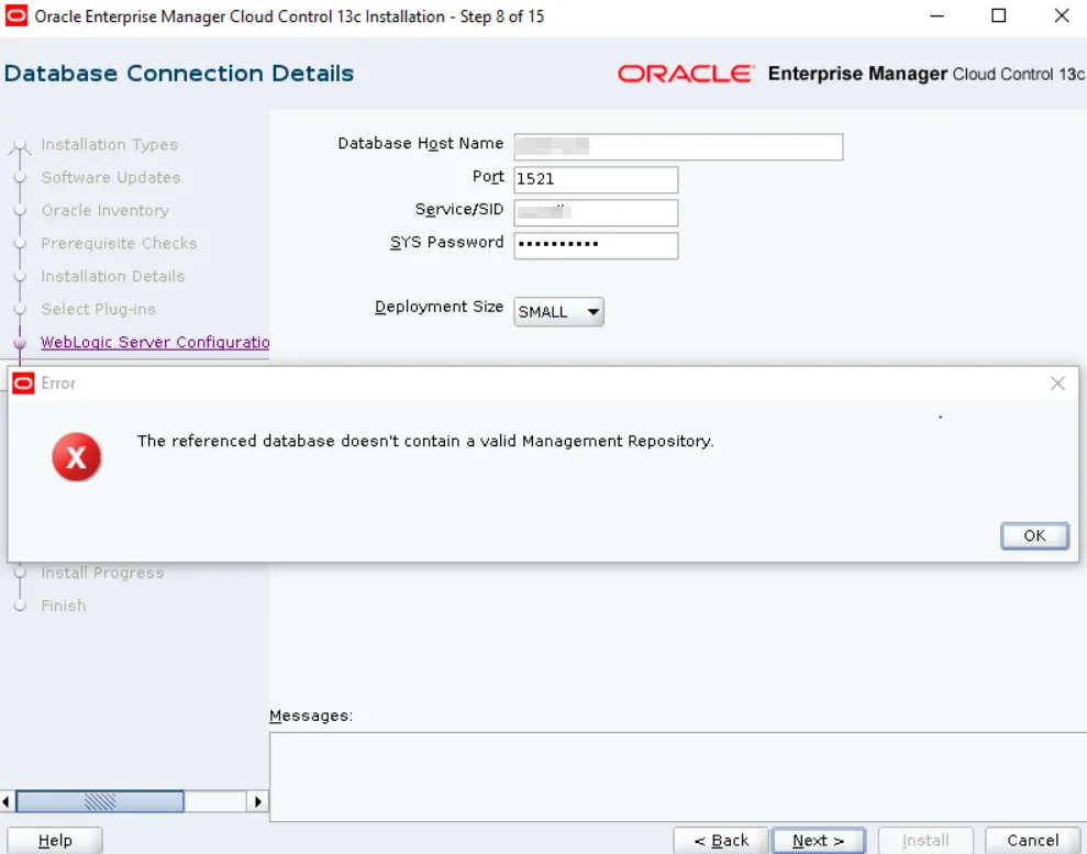 EMCC 13.5 安装中断，如何清理 OMS 库？