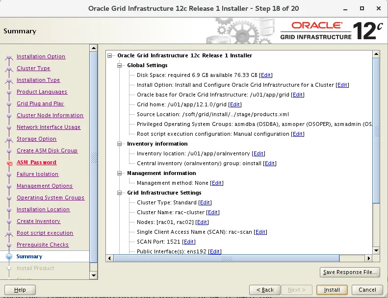 RHEL 7 安装 Oracle 12CR1 RAC 数据库 - 图35